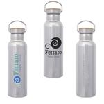 DH5533 21 Oz. Shiny Liberty Stainless Steel Bottle With Bamboo Lid And Custom Imprint